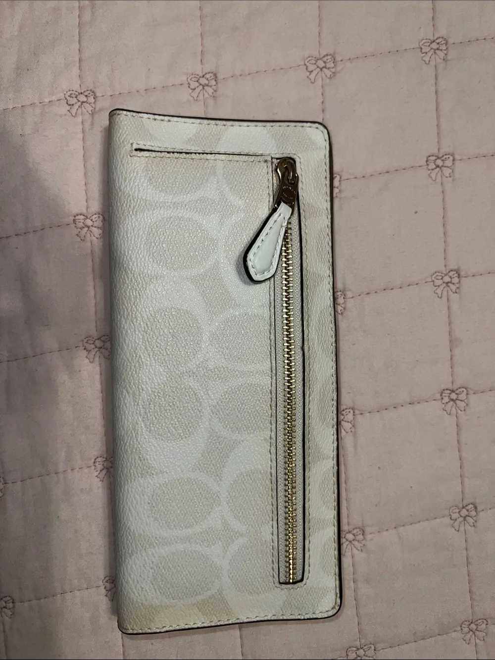 Coach White Signature Tote with Matching Wallet